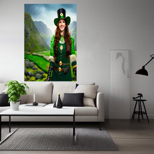 La dame de la Saint Patrick AI Art Poster