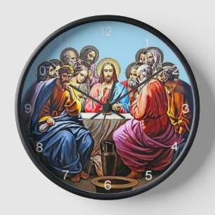 La Dernière Cène Jésus et 12 disciples Horloge mur
