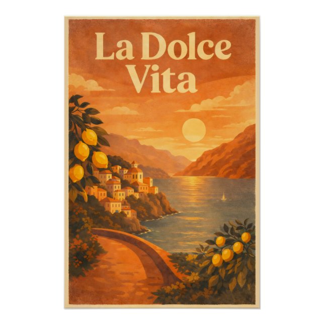 La Dolce Vita – Affiche de voyage rétro de la côte (Devant)