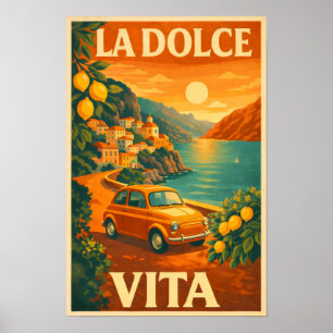 La Dolce Vita – Affiche de voyage rétro sur la côt