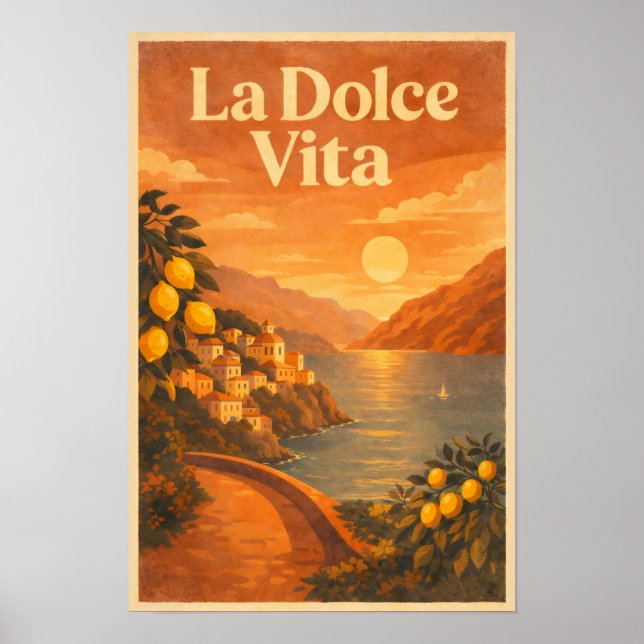La Dolce Vita – Affiche de voyage rétro sur la côt (Devant)