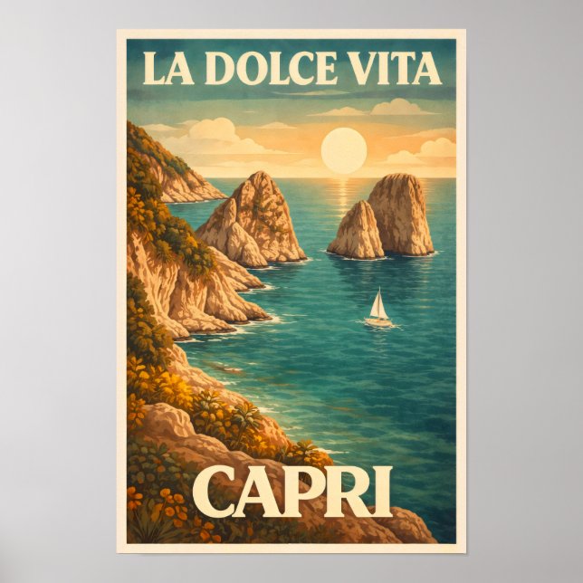 La Dolce Vita - Capri Vintage Travel Poster (Devant)