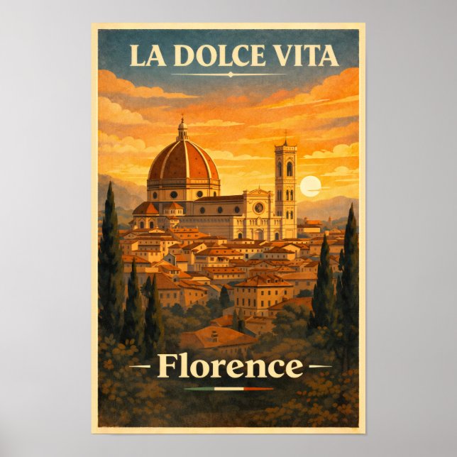 La Dolce Vita Florence Vintage Travel Poster (Devant)