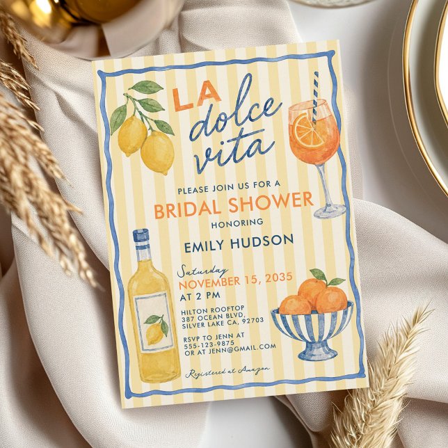 La Dolce Vita Invitation de Mariage Dessinée à la  (Créateur téléchargé)