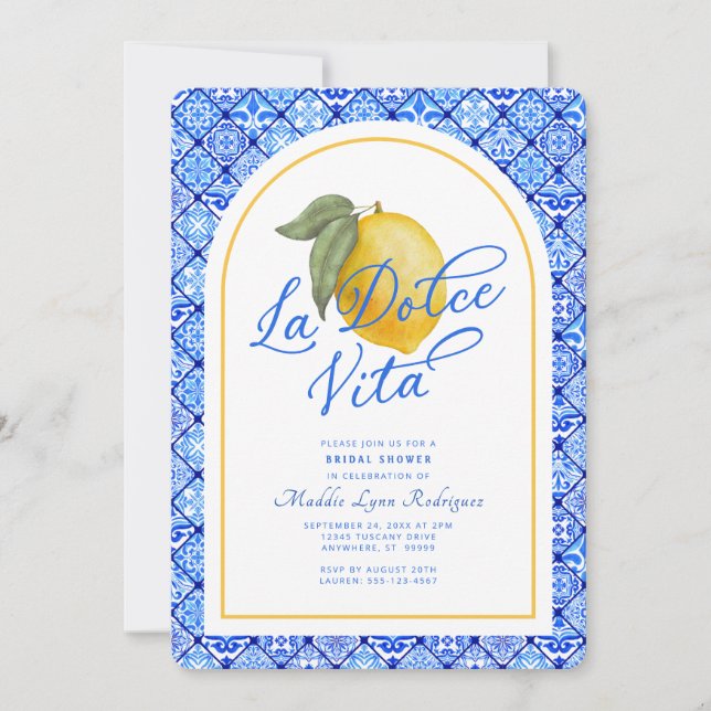 La Dolce Vita Italie Invitation de douche nuptiale (Devant)