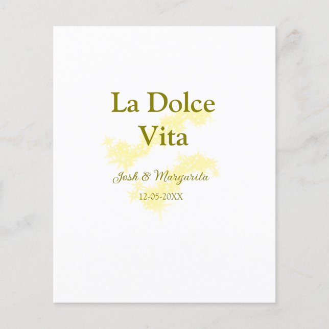 La Dolce Vita jaune mariage couple Nom date glit (Devant)