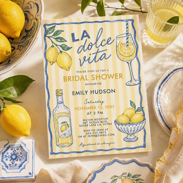 La Dolce Vita Lemon Invitation de Fête de Fiançail (Créateur téléchargé)