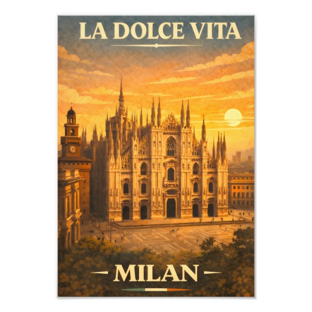 La Dolce Vita - Milan Vintage Travel Poster (Devant)