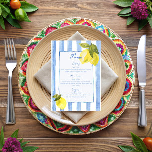 La Dolce Vita rayures bleues citrons cartes menu