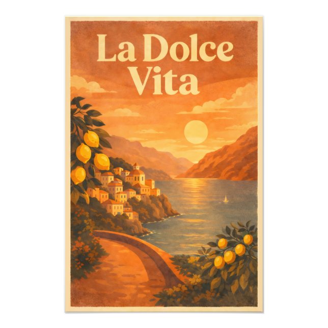 La Dolce Vita – Retro Italian Coast Travel Poster (Devant)