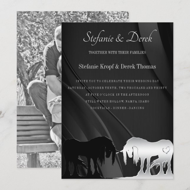 La Faire-part de mariage mystique de la licorne (Devant / Derrière)