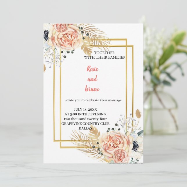 la faire-part de mariage rose la plus élégante (Debout devant)