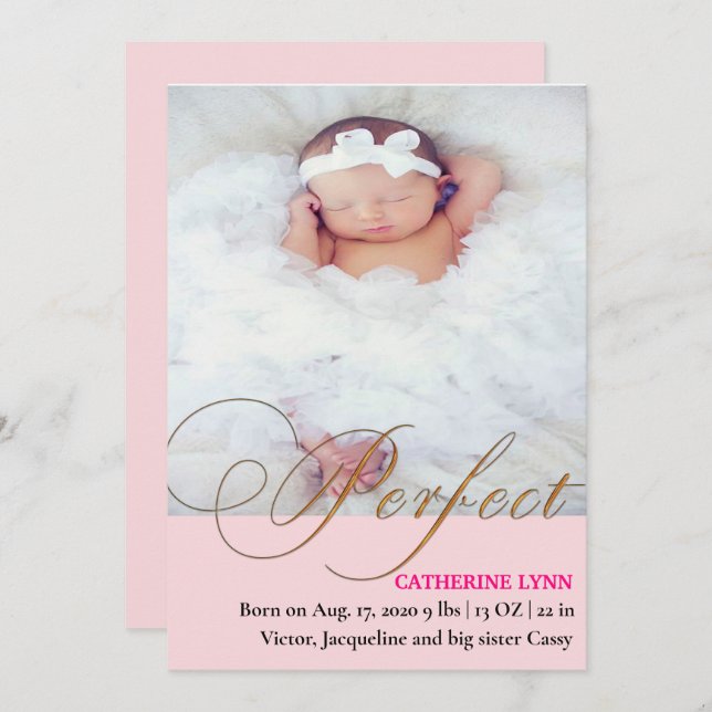 La Faire-part de naissance parfaite de la petite f (Devant / Derrière)