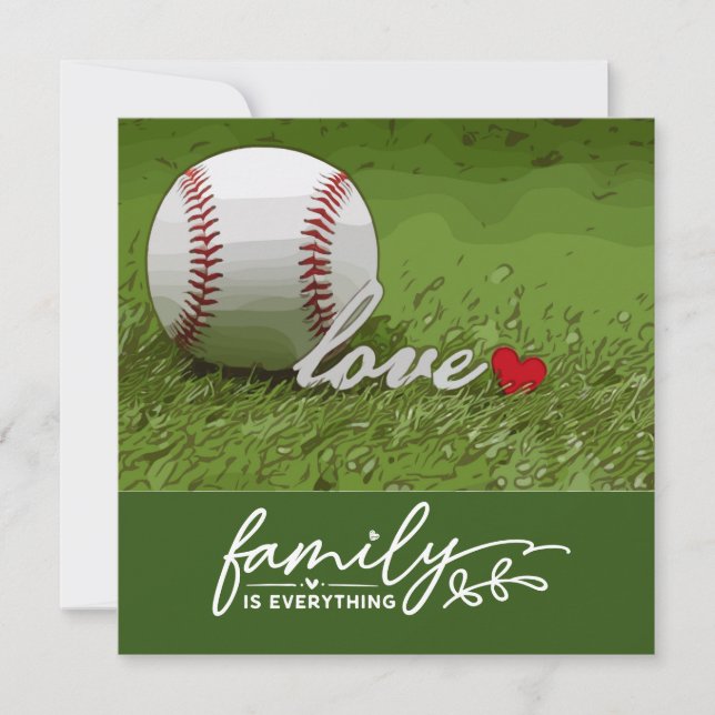 La famille de baseball tout avec amour sur vert (Devant)
