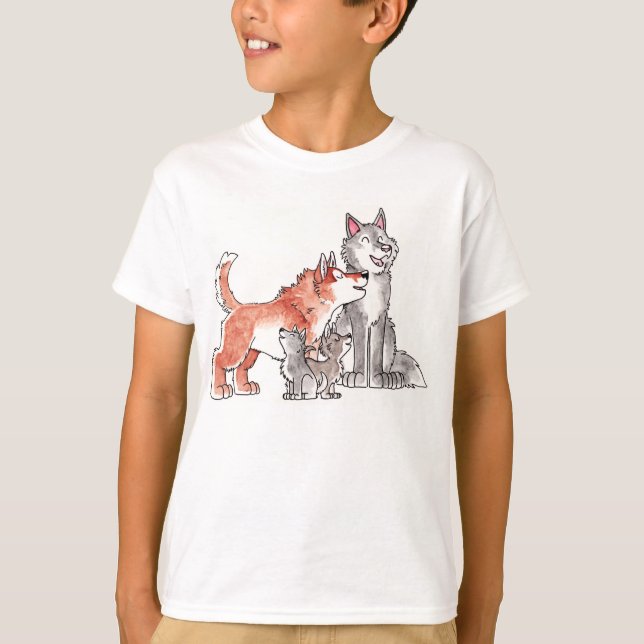 La famille de loup badine le T-shirt (Devant)