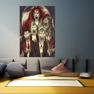 La famille des loups-garous   AI Art Poster