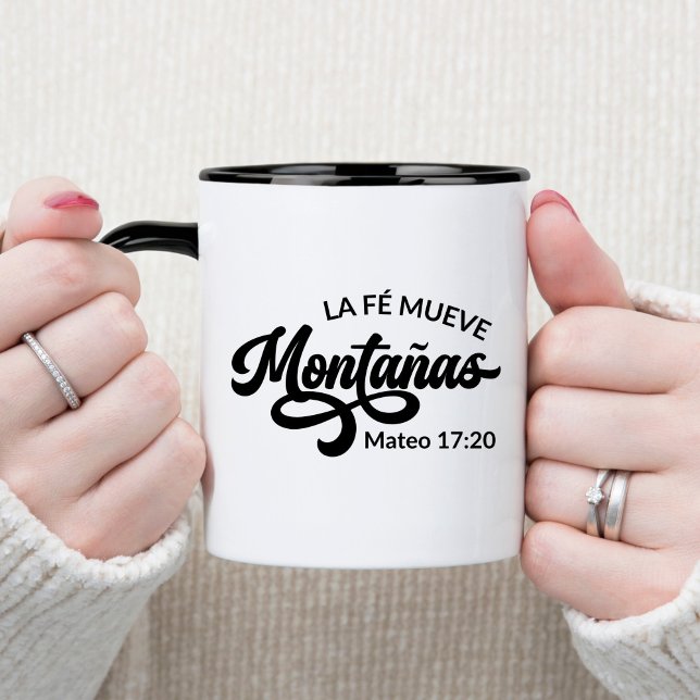 La Fé Mueve Montañas espagnol Christian Coffee Mug (Créateur téléchargé)