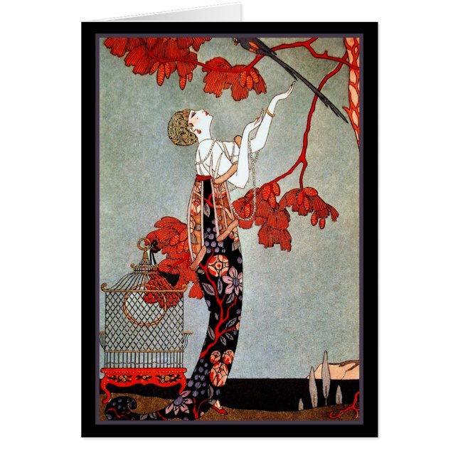 La femme Art déco et le perroquet (Devant)