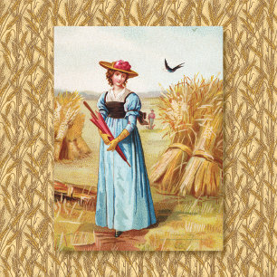 La femme dans la toile de Wheatfield Imprimer