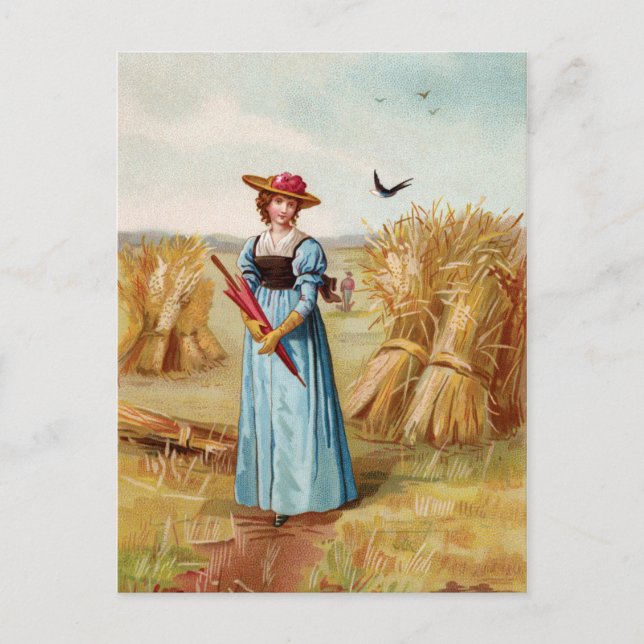La femme dans le champ de blé Carte postale (Devant)