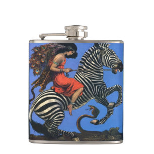 La femme sauvage monte le flacon de zèbre