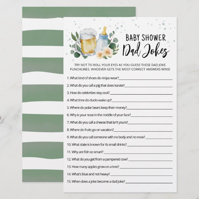 La fête de Baby Shower jeu de blagues de papa est  (Devant / Derrière)