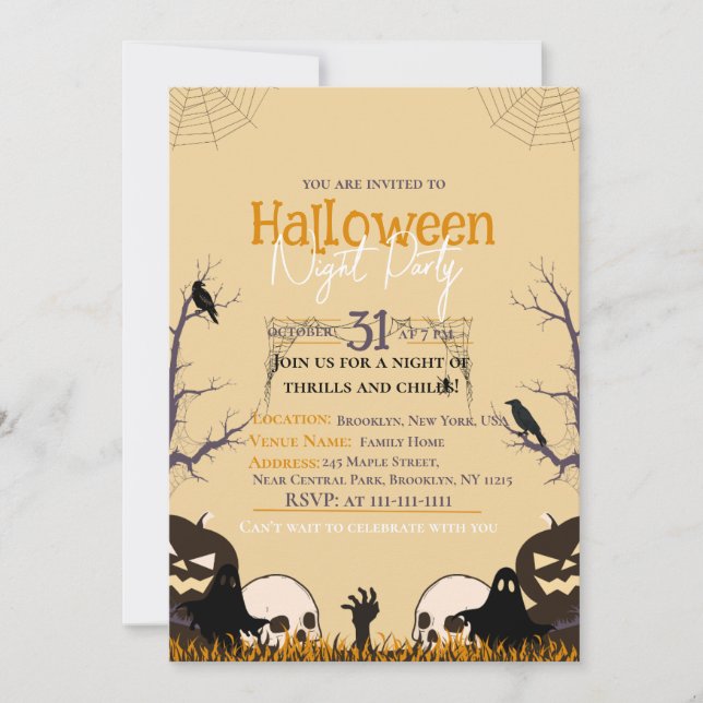 La Fête D'Halloween Des Adultes Une Invitation Pas (Devant)