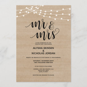 La ficelle rustique allume M. et Mme faire-part de