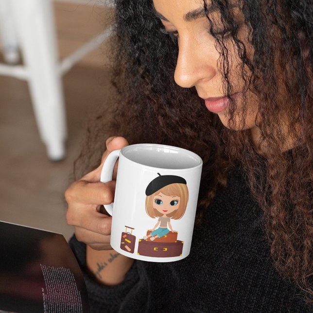 La Fille Se Met En Fête À Café Mug (Créateur téléchargé)