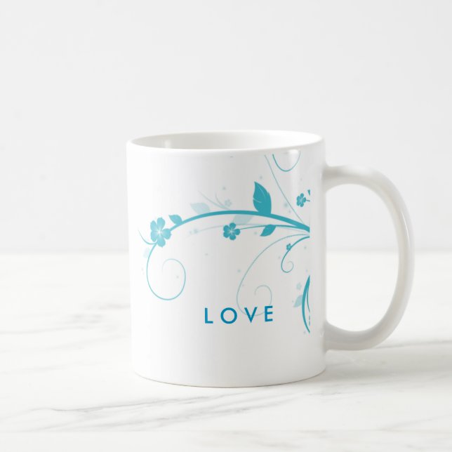 La fleur bleue tourbillonne tasse de café (Droite)