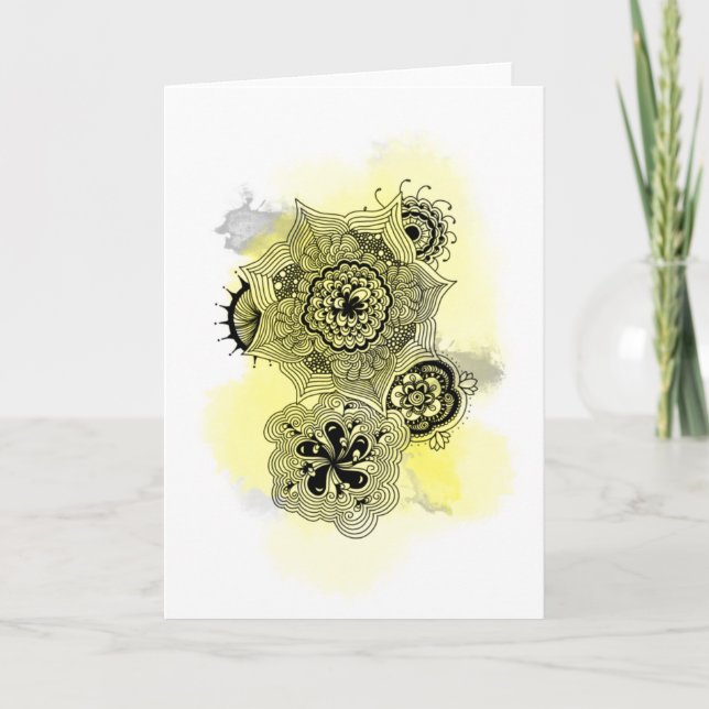 La fleur jaune et grise gribouille la carte de (Devant)