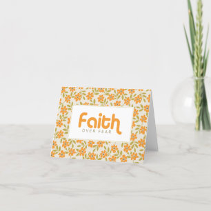 La foi sur la peur Orange Floral Carte pour notes