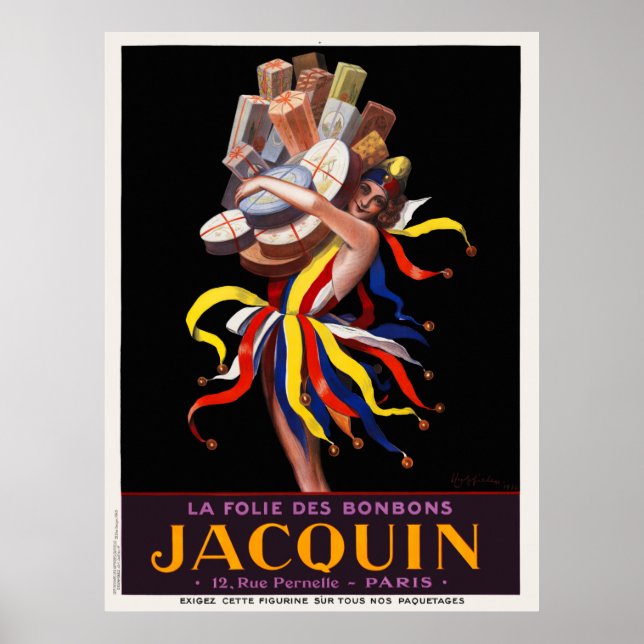 La Folie des Bonbons Jacquin Poster vintage 1924 (Devant)