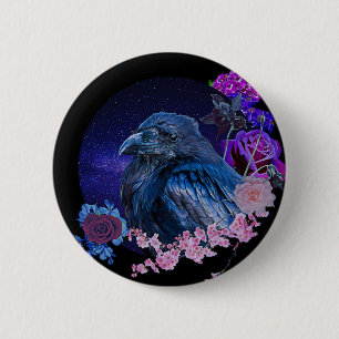 La galaxie florale du Corbeau   Badge Goth
