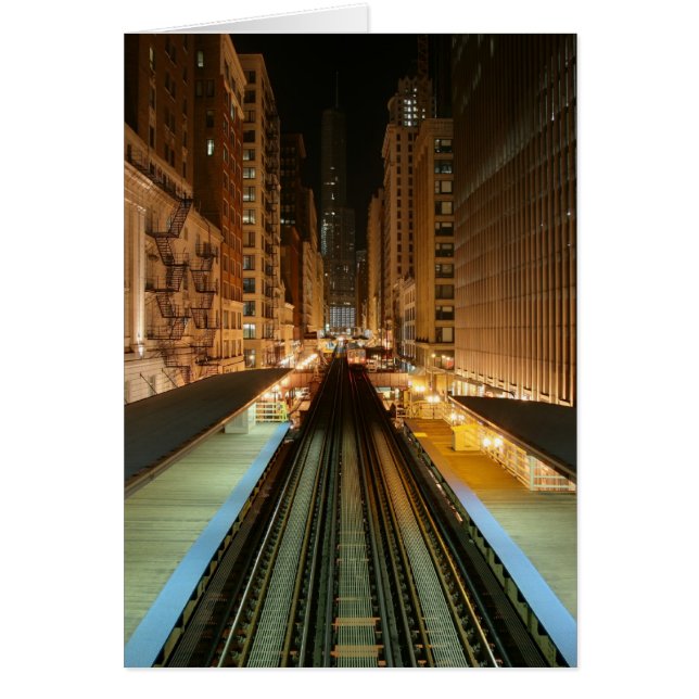 La gare de Chicago 'L' de nuit (Devant)