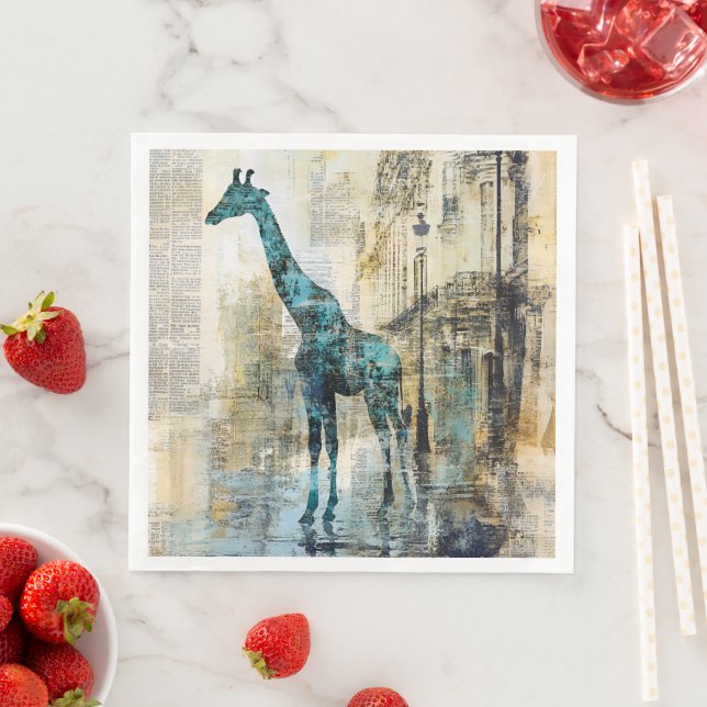 La Girafe Bleue à Paris Serviettes en Papier (En situation)