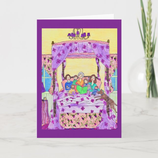 La grand-mère lit aux enfants, carte de voeux de (Devant)