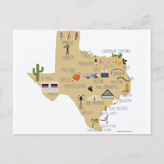 La grande carte postale de l'état du Texas (Devant)