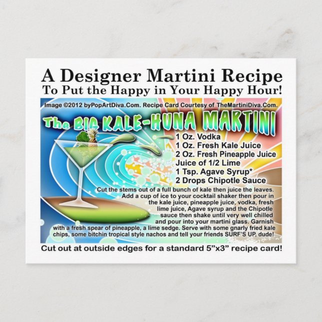 La grande carte postale Recette KALE-HUNA MARTINI (Devant)