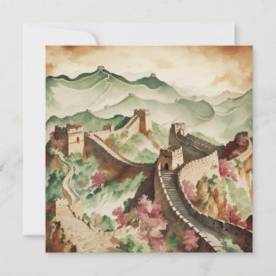La grande muraille de la carte vintage plat de Chi
