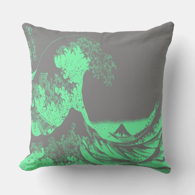 La Grande Vague Coussin Vert & Gris (Recto)