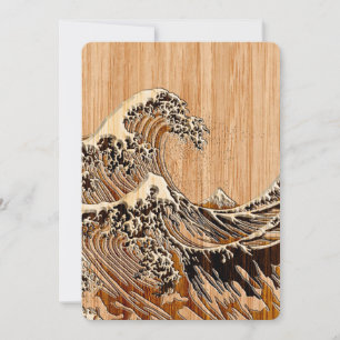 La Grande Vague Hokusai Style Bamboo Bois