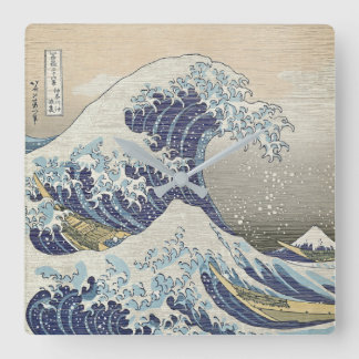 La Grande Vague - Horloge Carrée d'Art Zen
