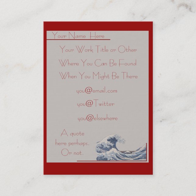 La grande vague outre du carte de visite de (Devant)
