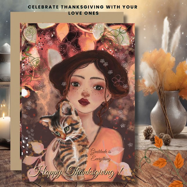 La gratitude est tout Carte d'automne pour amoureu (Gratitude is Everything Autumn Cat Lover Card)