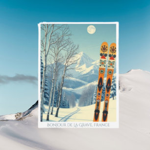 La Grave France station de ski retro Carte postale