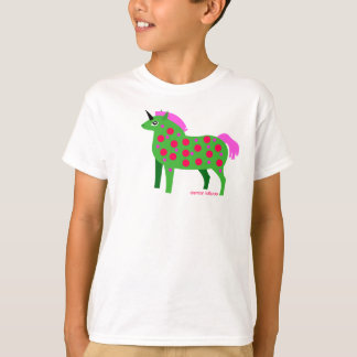 La grosse licorne verte et rose badine le T-shirt