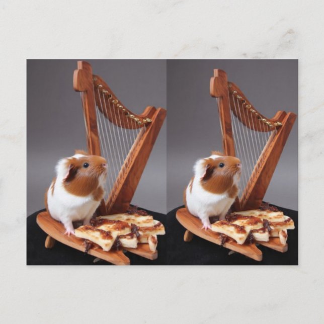 La Harpiste Minuscule – Carte Postale Fantaisiste  (Devant)
