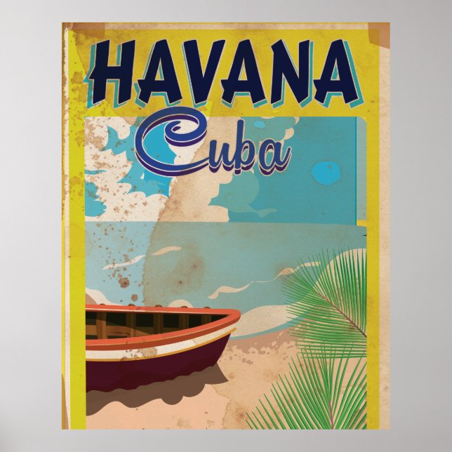 La Havane, Cuba Affiche de vacances vintage (Devant)