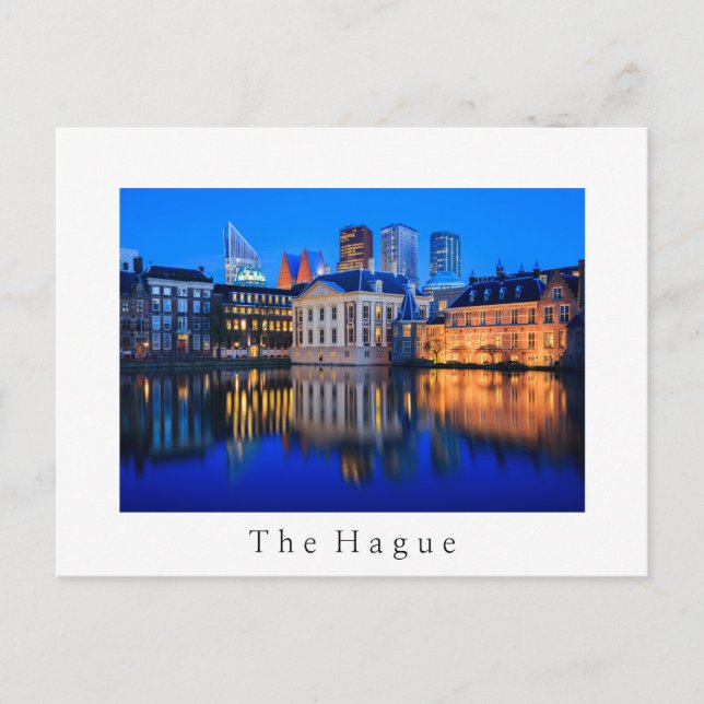 La Haye skyline à l'heure bleue carte postale blan (Devant)